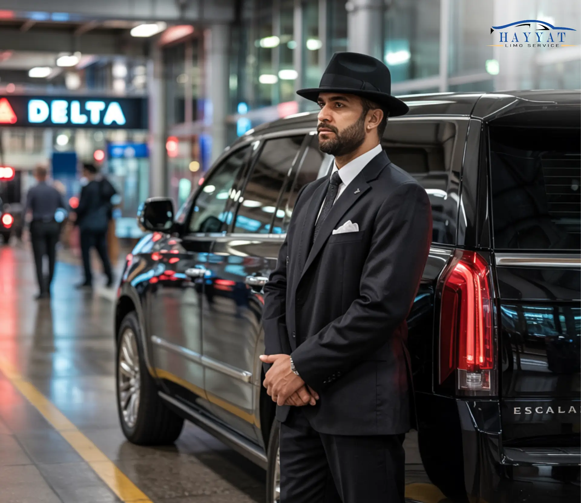 Chauffeur Waits at Curbside for Logan Airport Pickup Area